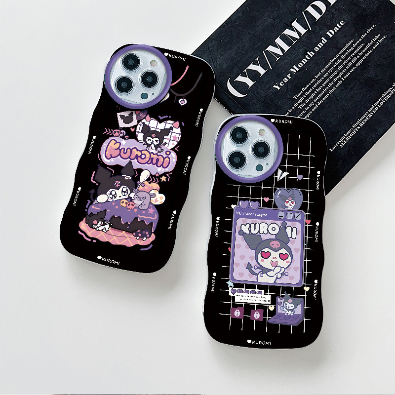 Gelombang Transparan Casing Motif Kartun Kuromi Untuk iPhone 15 14 13 12 11 Pro X XR Xs Max 6 6s 7 8