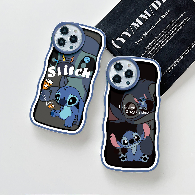 Gelombang Transparan Casing Motif Kartun Stitch Untuk iPhone 15 14 13 12 11 Pro X XR Xs Max 6 6s 7 8