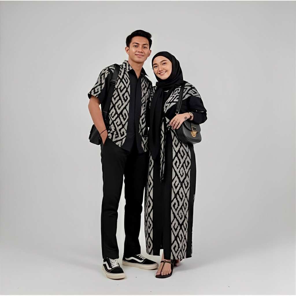 GAMIS RAISA HITAM MOTIF 3 - GAMIS TENUN - BAJU TENUN - COUPLE TENUN SANJAYA TENUN IKAT
