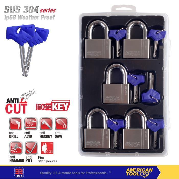 Gembok American Secure Master Key 50mm Gen 4 isi 5 Pcs S931350MK5 - 1