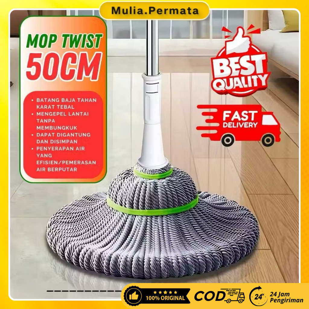 Pel Putar Otomatis 360° – Twist Mop Pemeras Otomatis Set Alat Pel Lantai Rumah Tangga