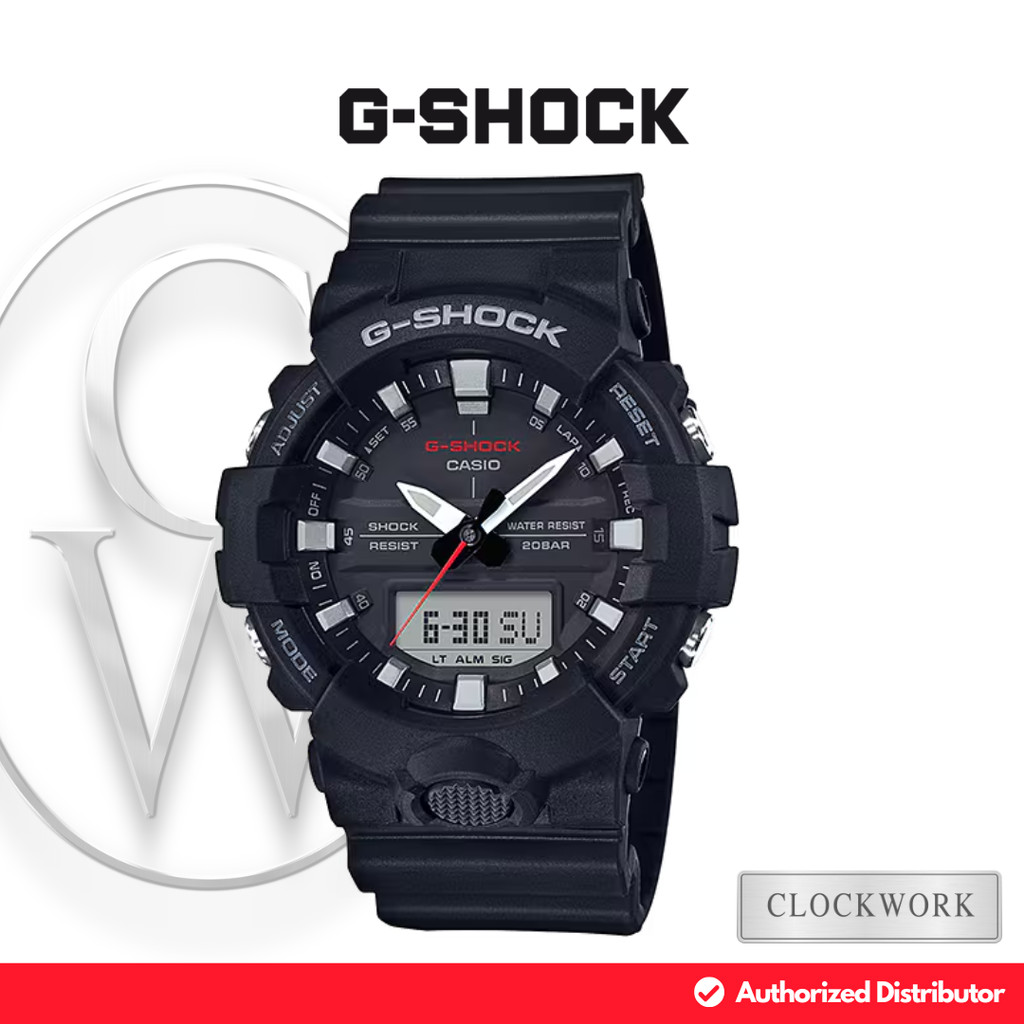 Jam Tangan Pria Casio G-Shock GA-800-1ADR Karet Resin Classic Casual Hitam Analog Digital Dial GA-80
