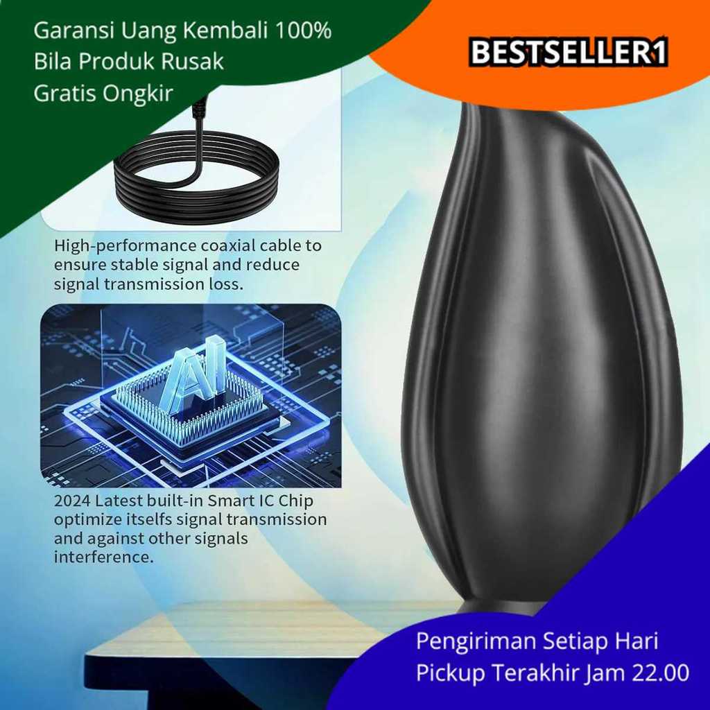 Antena Tv Digital Indoor Dvb T2 Hd 4k Amplifier Booster 36db Penangkap Sinyal Vhf Uhf Semua Arah Gam