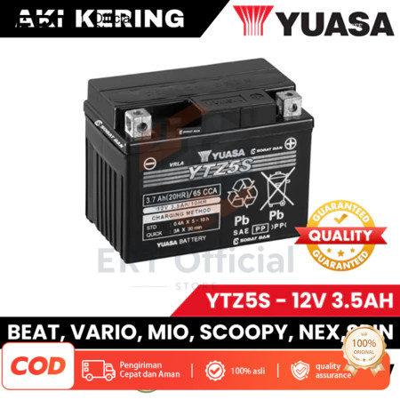 AKI KERING YUASA YTZ5S MOTOR Vario 110, Mio Soul GT, Beat, Vixion YUASA YTZ5S Aki Kering 12V 3.5A