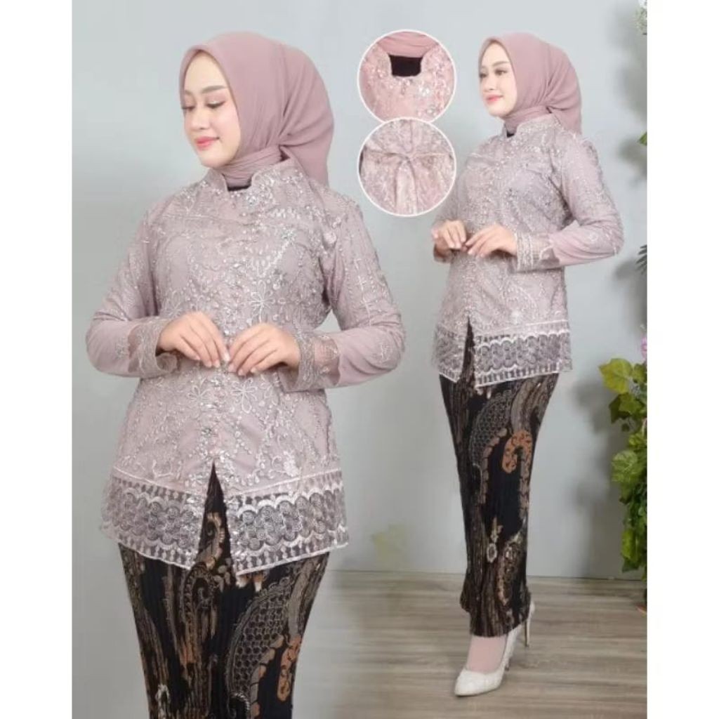 SETELAN KEBAYA SARITA - KEBAYA MODERN - KEBAYA TILLE ELEGAN - KEBAYA PESTA - KEBAYA KEKINIAN TERMEWA