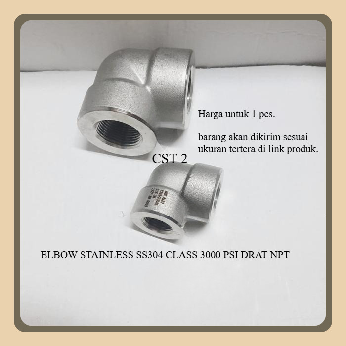 Elbow Stainless SS304 Class 3000 NPT 1/4" inch - Knee SS 304 #3000