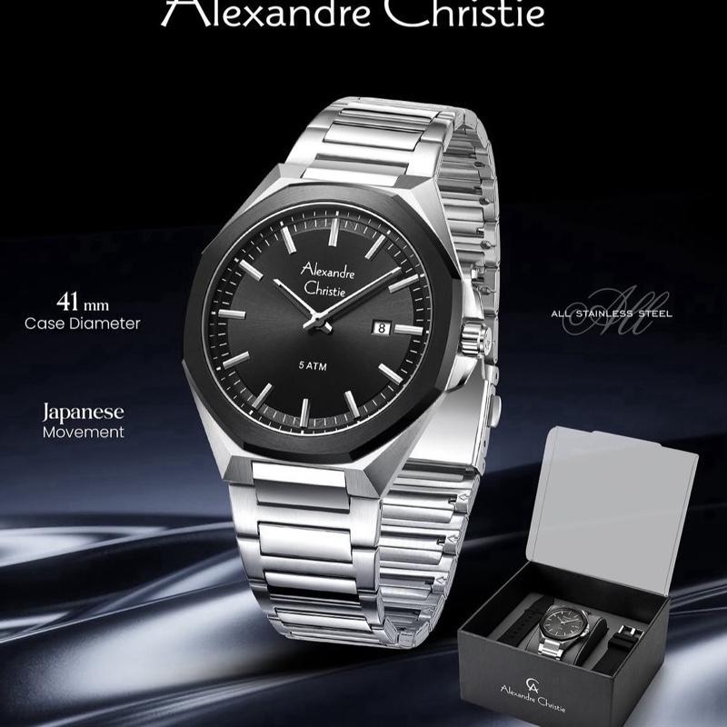 Jam Pria Alexandre Christie AC8715 Rantai + Strap Karet