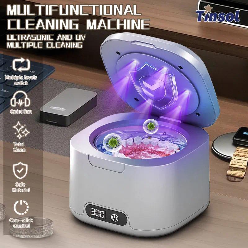 TOL New Portable UV Ultrasonic Denture Cleaner Braces Ultrasonic Cleaner Jewelry Cleaner Mini UV Ult