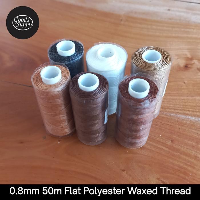 Ready Benang Jahit Kulit Polyester Flat Waxed Thread Leather Craft 0.8mm 50m - 1