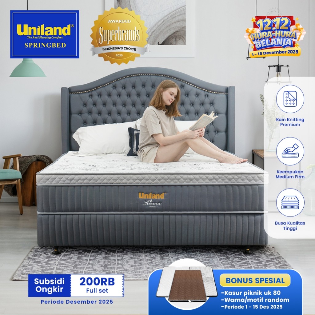 ( PROMO ) Uniland Springbed Rivera Emira Plushtop Full Set
