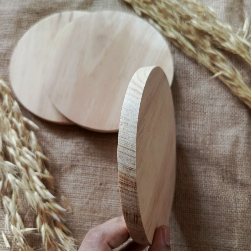 JJ florist - papan kayu putih  bulat diameter 15 cm kayu jati belanda