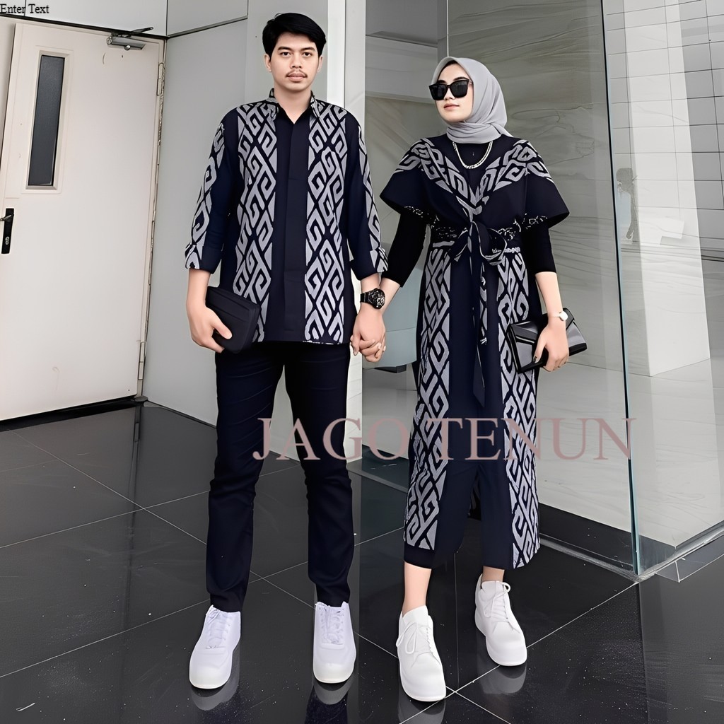 Couple tenun clara motif toraja hitam dress kondangan Aurora maxi couple prewedding batik tenun dres