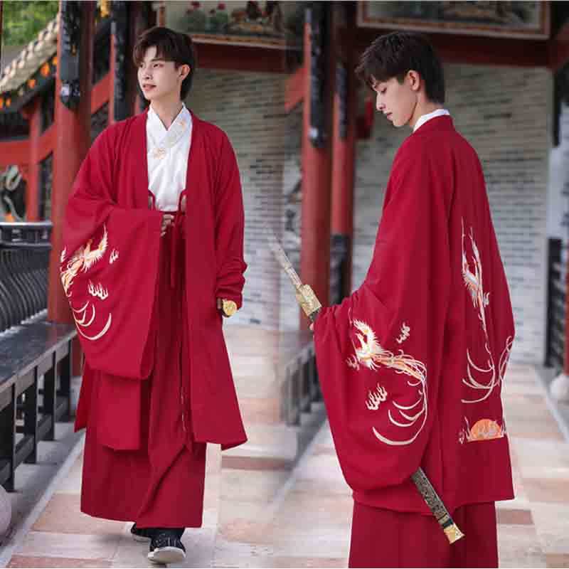 DEMITERS STORE Hanfu Men Chinese Traditional Embroidery Hanfu Dress Male Christmas Costume Red&Black