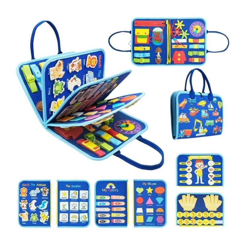 Creative Cute Felt Busy Board Cartoon DIY 3D Quiet Activity Book Life Skills Portable Sensory Educat