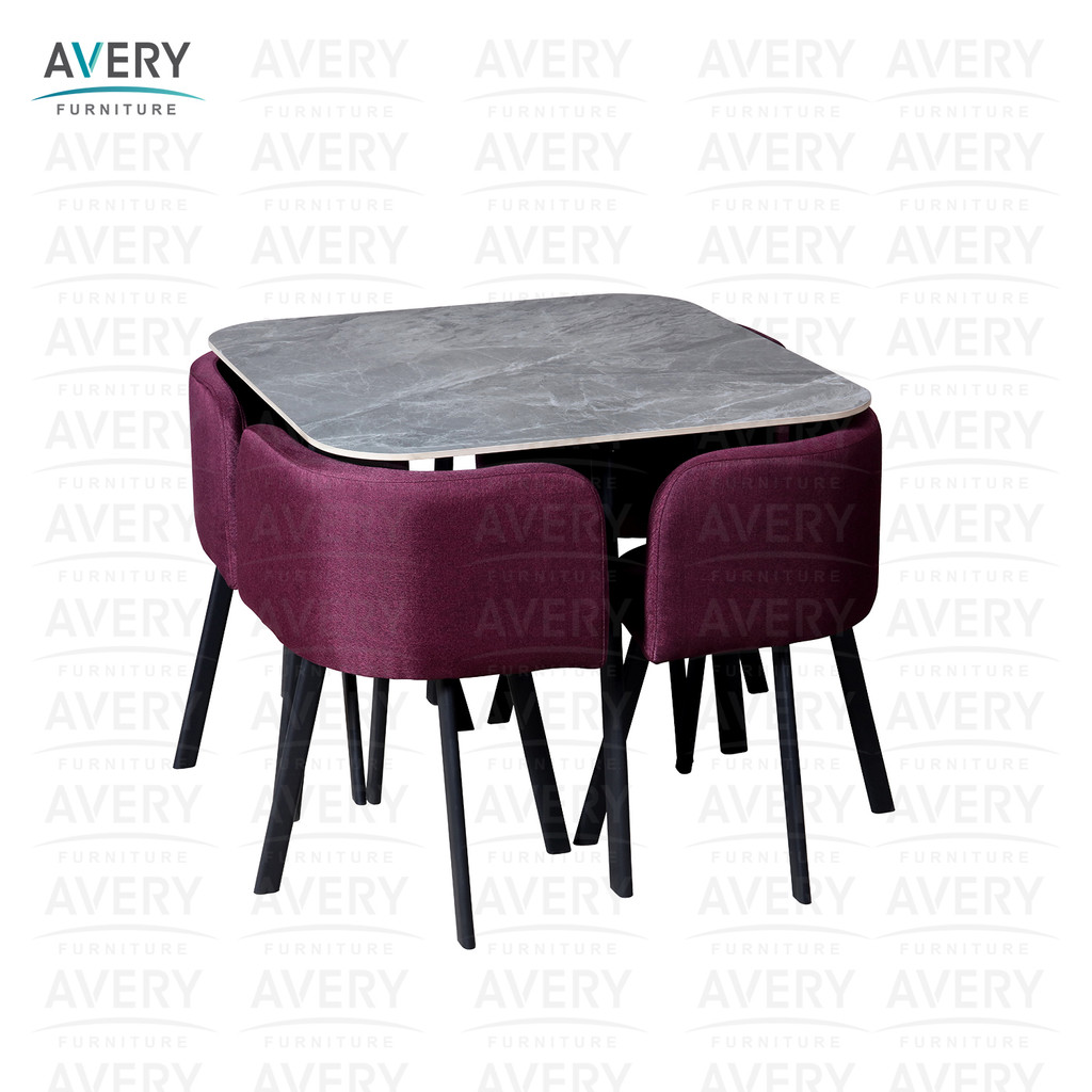 Avery - TSDN TYSON SQUARE - Meja Makan Kotak 4 Kursi Ruang Makan / Meja Makan Set Aesthetic
