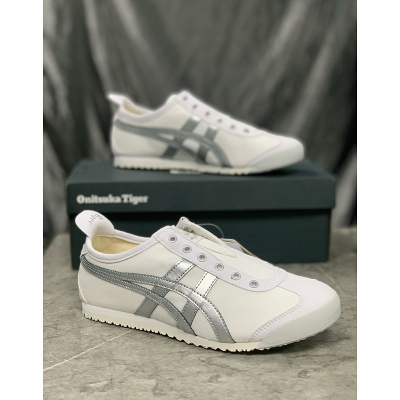Sepatu Onitsuka Slip On White Silver