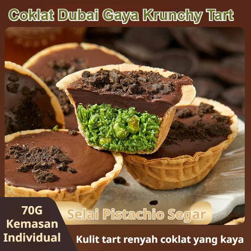 [Roti Coklat Dubai Asli] Selai Pistachio Asli/Krunchy Tart/70G/Kemasan Individual/Renyah Lapisan/Lem