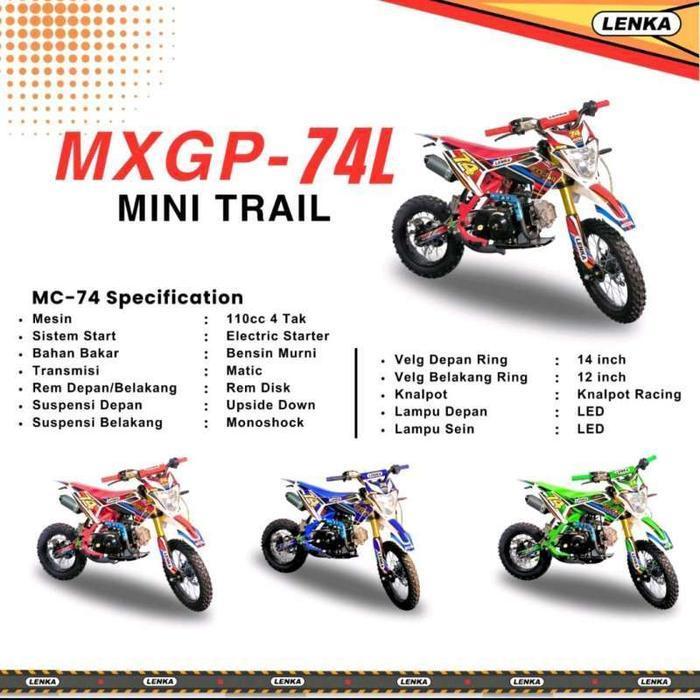 Sepeda Motor Bensin Mainan Anak Mini Trail Lenka MXGP 74L 4 Tak 110 cc