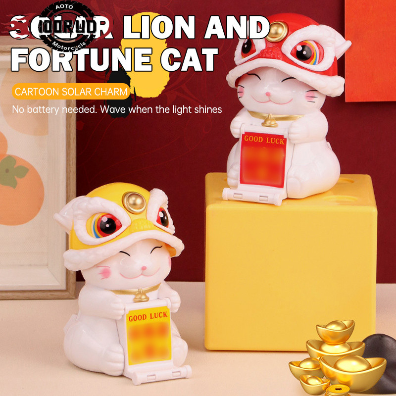 IOORUD Boneka Ornamen Kucing Keberuntungan Bertenaga Surya untuk Mobil, Kepala Goyang, dan Desktop K