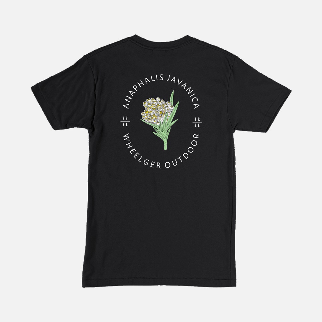 (COD) Wheelger Anaphalis javanica Tshirt - Black (KAOS GUNUNG)