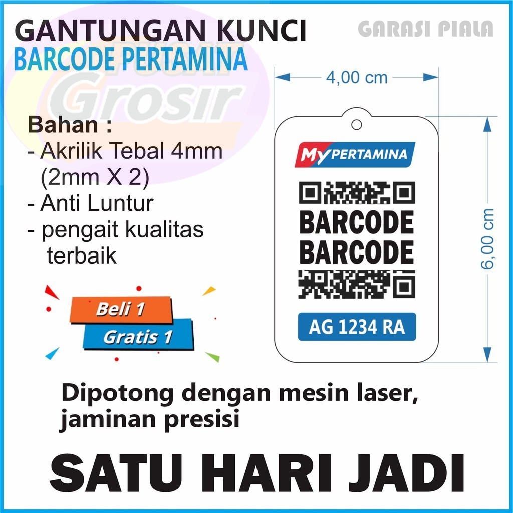 Kartu My Pertamina / Gantungan kunci custom barcode My Pertamina, QRIS / Cetak Barcode My Pertamina