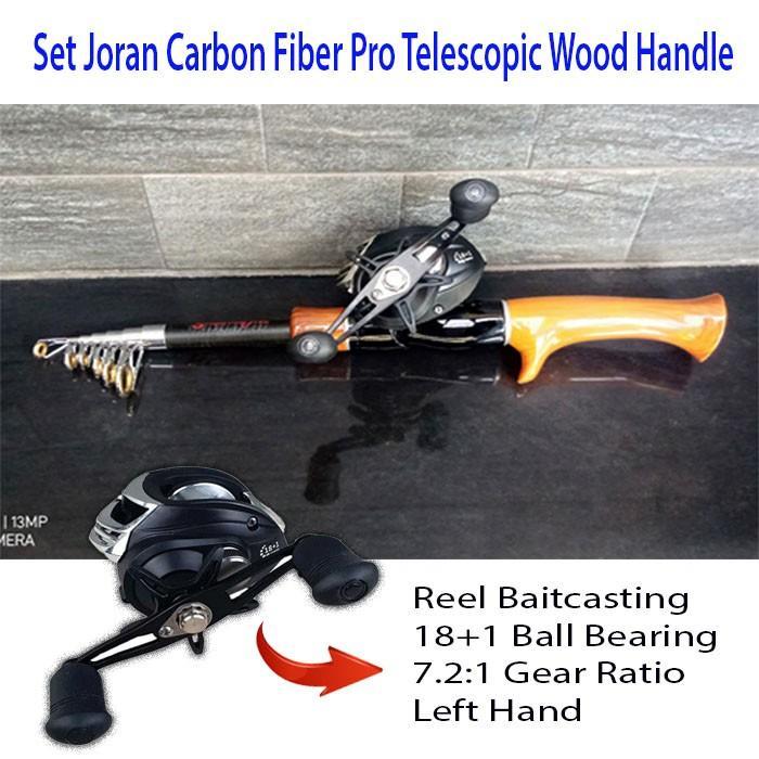 Set Joran Pancing Carbon Fiber Pro Mini PortableTelescopic Wooden