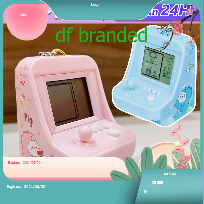 DF Keren Gantungan Kunci Konsol Mini Konsol Game Portable Game Arcade genggam Keychain Mainan Konsol