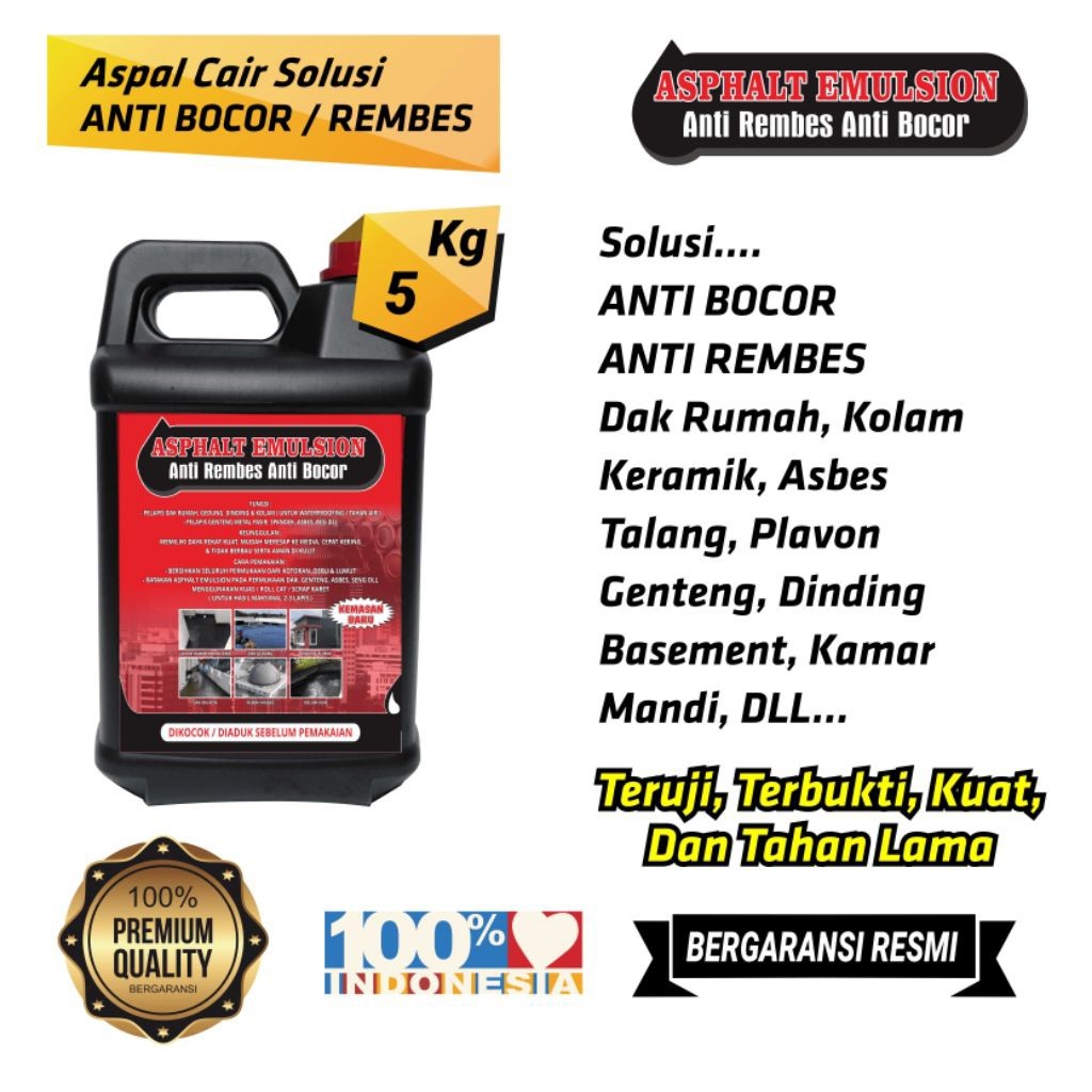 COD Cat Pelapis Anti Bocor Aspal Cair Anti Bocor Asphalt Emulsion for Waterproofing - 5 Kg