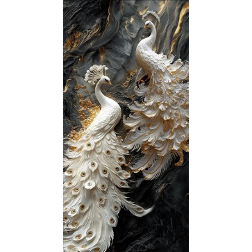 Lukisan Dinding Burung Merak 3D Kanvas Relief Elegan Dekorasi Ruang Tamu Halaman