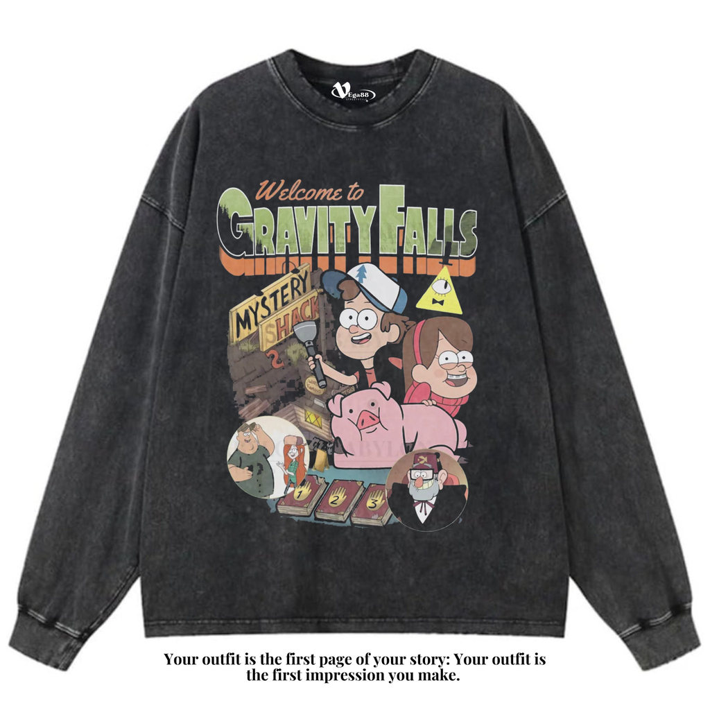 VEGA88 *gravity falls* Kaos oversize longsleeve | t-shirt oversized | kaos washed | washing | vintag