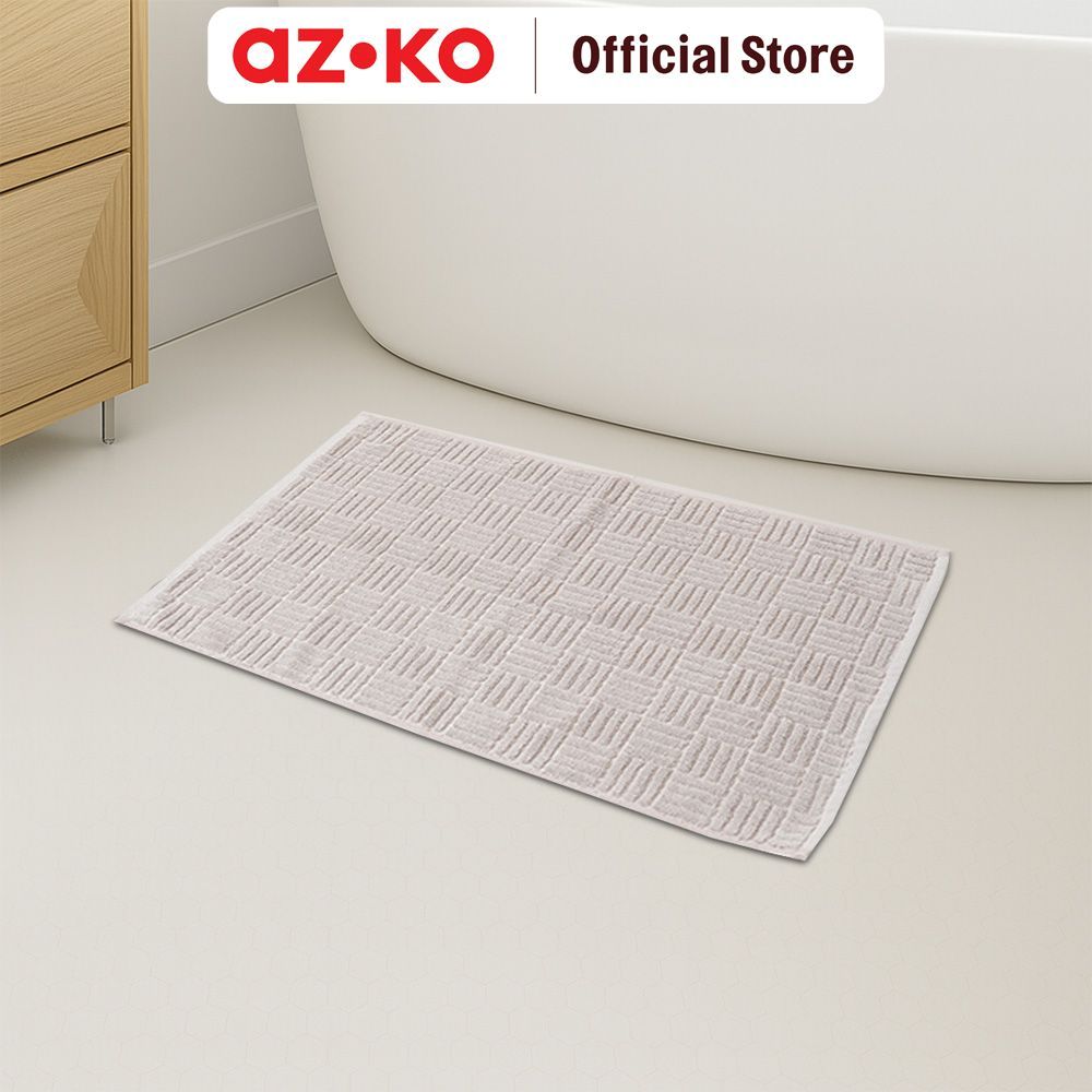 AZKO Forhom 45X70 cm Meander Keset Kamar Mandi Katun Embossed - Mocha Keset Anti Slip Bath Mat Keset