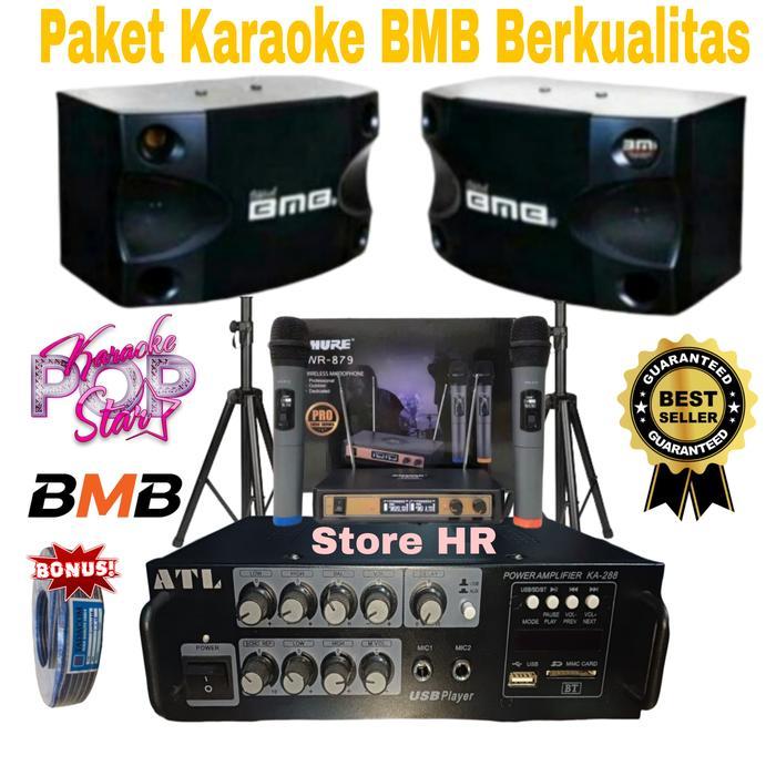 paket karaoke rumahan speaker BMB 8 inch ampli bluetooth super karaoke