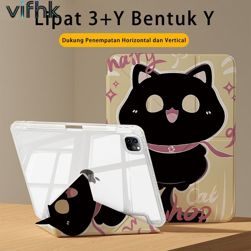 Lipat 3+Y Bentuk Y, Sarung iPad Premium, Cocok untuk Air6 Air7 11 inci M2 M3, Pro 11 inci M4 2024, 1