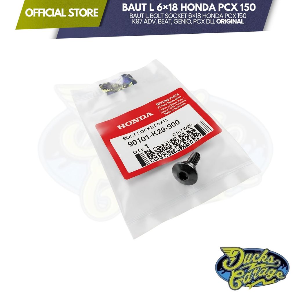 90101-K29-900 Baut Baud L Bolt Socket 6x18 Honda PCX 150 K97 ADV Beat Genio Dll Original