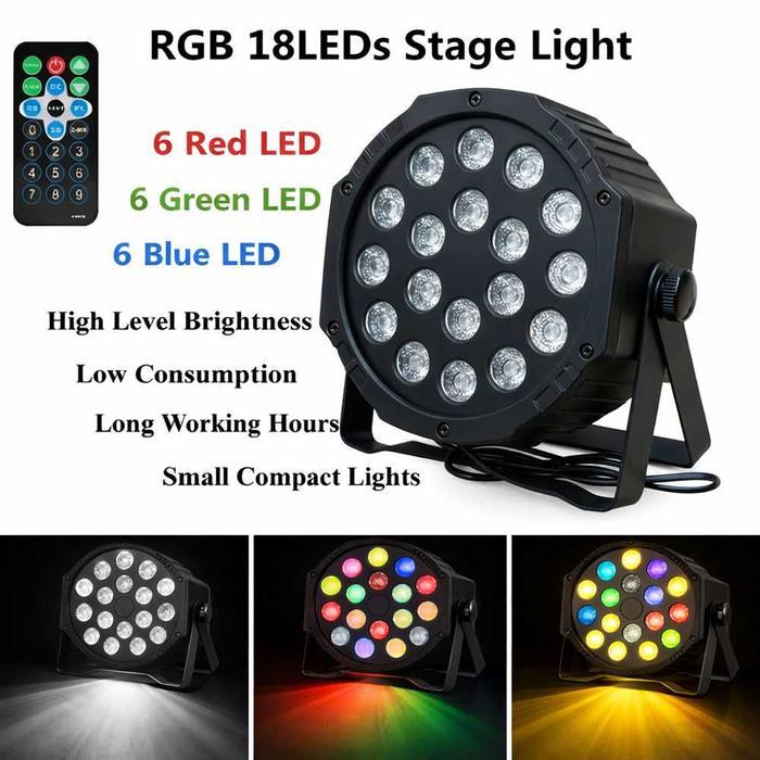 Lampu Panggung LED Par Light 18W RGB Full Color DMX512 – Stage Light Ultra Tipis dengan Sound Contro