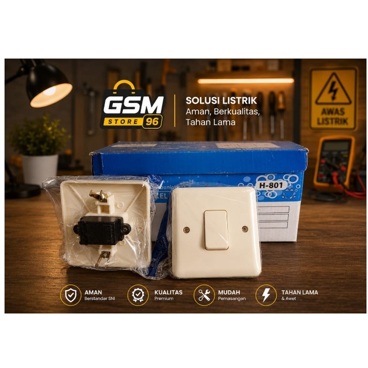 Saklar Lampu Tanam Dinding IB / In Bow Saklar IB type Engkel 801, Seri 802, dan Engkel Stop 807 - He