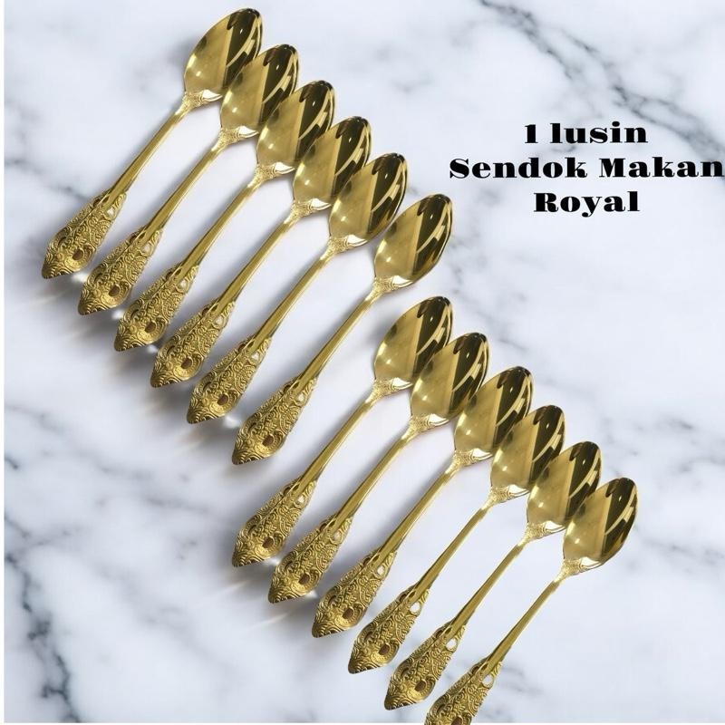 dazzling paket hemat 1 lusin sendok garpu makan stainless gold
