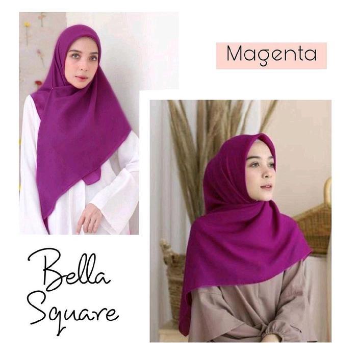 Kerudung Segi Empat Bella Square Hijab Square Premium | 60 Warna | size 115x115 | WARNA MAGENTA | - 