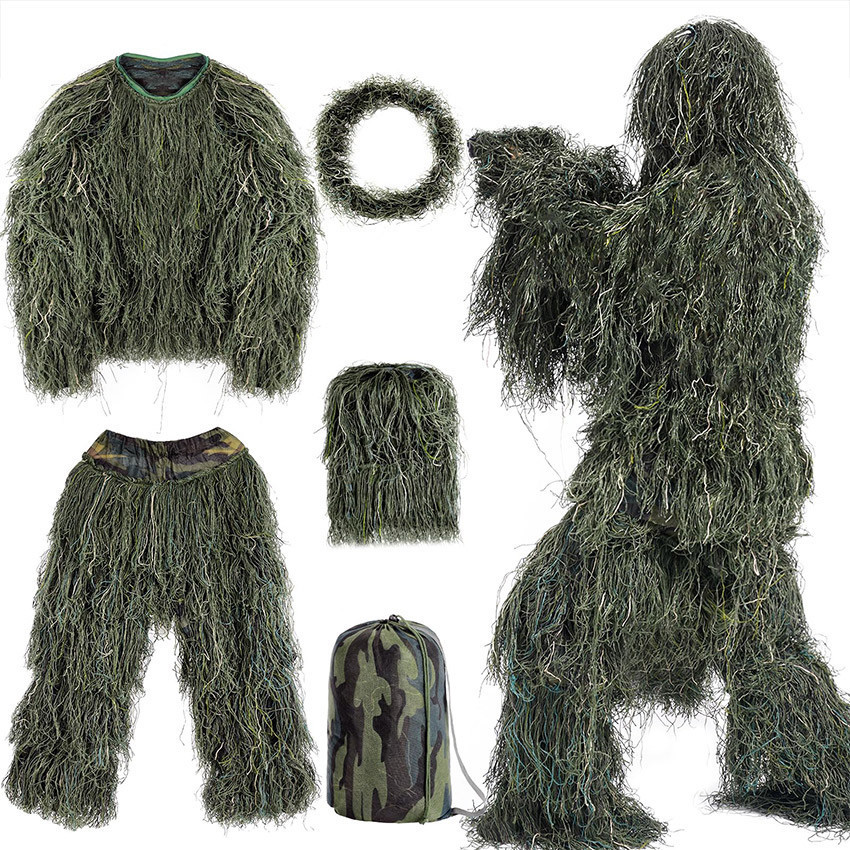 Baju Camo Anak dan Dewasa Ghillie Suit / Baju Sniper Tactical Hunting / Pakaian Kamuflase Hutan Outd