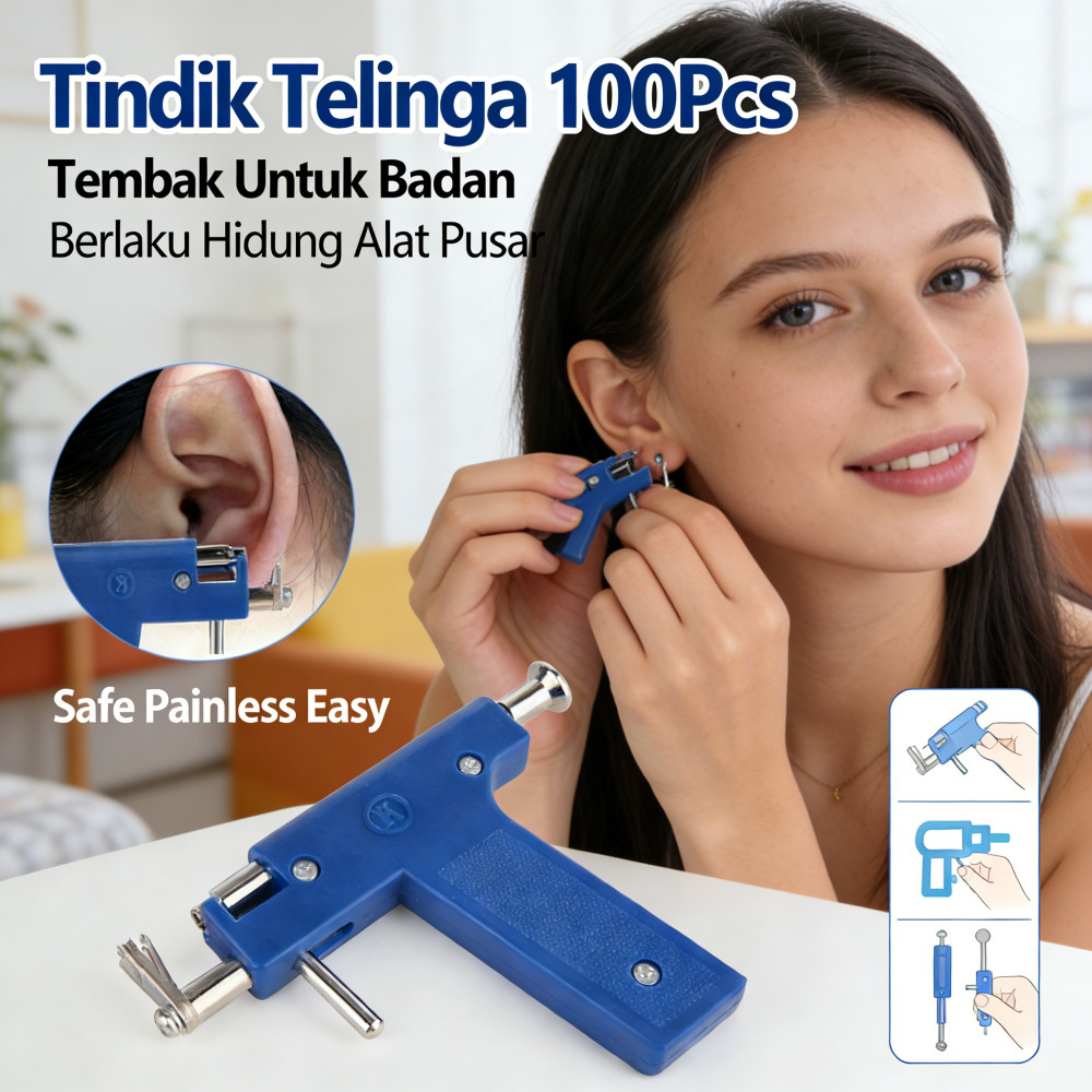 Alat Tembak Tindik Telinga Berlaku Untuk Pusar Badan Set Alat Tindik Telinga + Anting