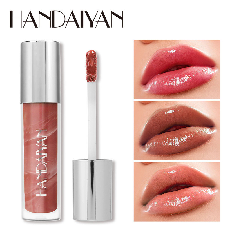 Lip Glaze Handaiyan Motif Marmer, Lip Gloss Melembapkan, Lipstik Ringan, Lip Glaze Cermin