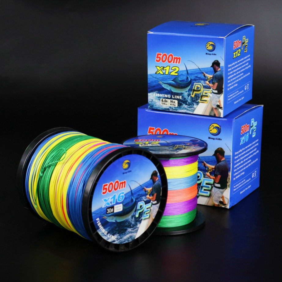 Tali Pancing Dikepang Kuat 11.3kg~150kg Senar PE X12 X16 Profesional 500m Pancing Laut Spinning Cast