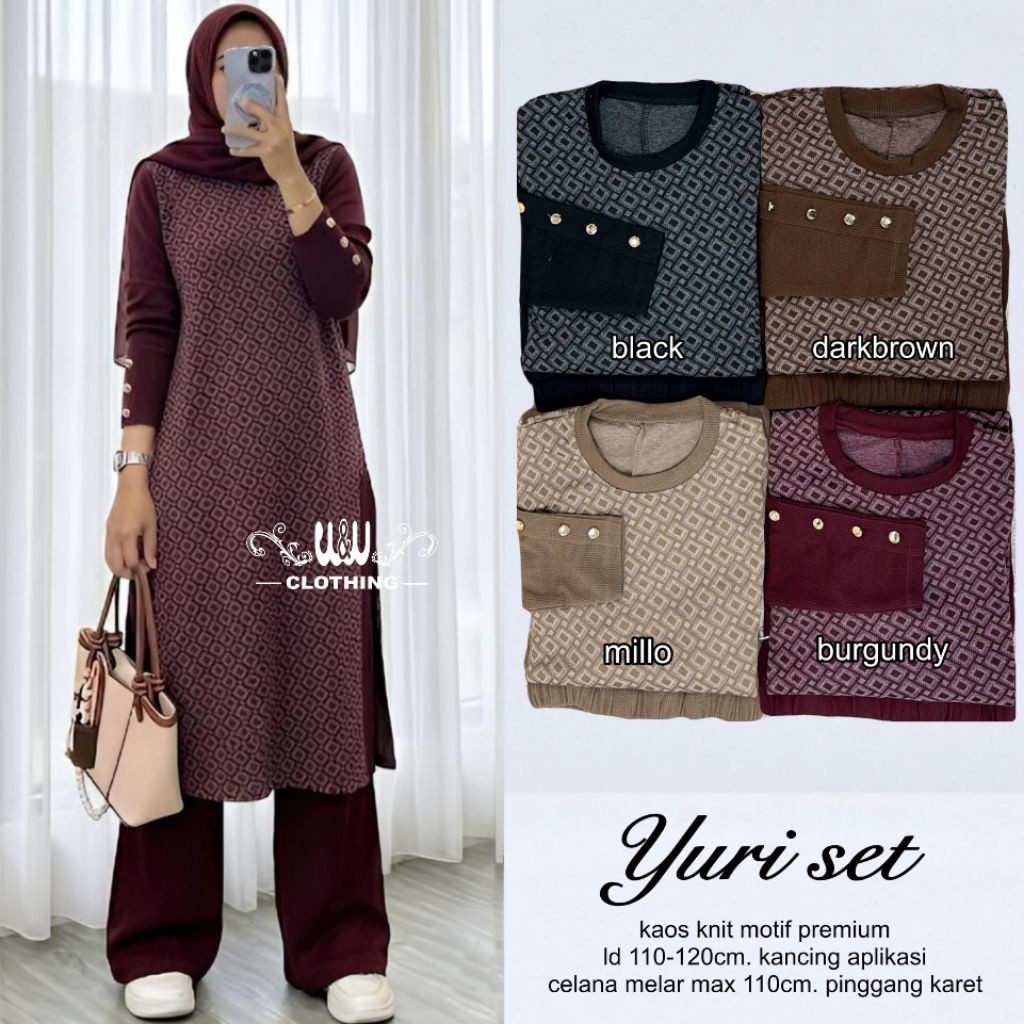ada grup reseller tanyakan ke admin alya store Setelan Wanita Baju Tunik Dan Celana Panjang Yuri Set