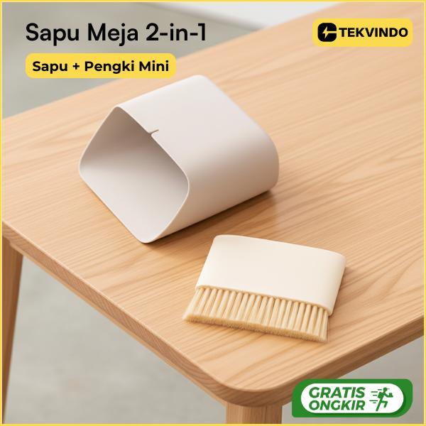Sapu Pengki Set 2 in 1 Sapu Mini Set Serok Tempat Sampah Meja Sapu Kecil Untuk Mobil