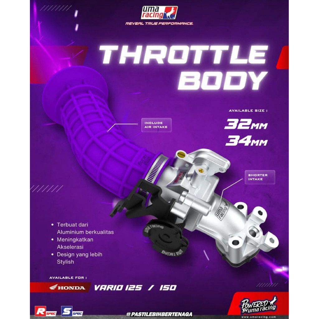 Throttle Body TB Uma Racing Vario 125 Vario 150 30MM 32MM 34MM ORIGINAL