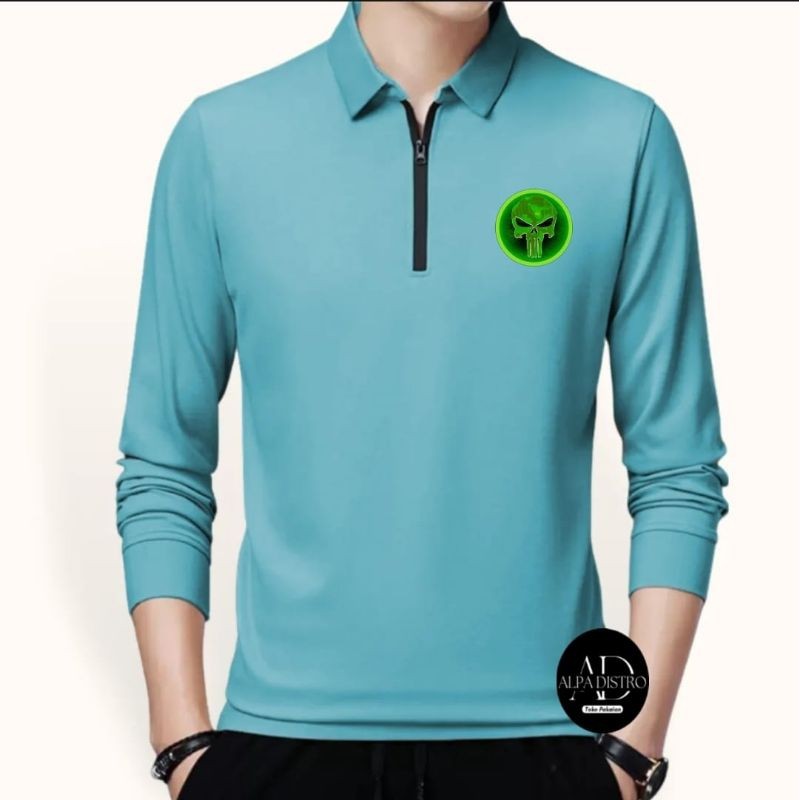 Kaos kerah zipper pria lengan panjang Kaos resleting pria terbaru Kaos lengan Panjang pria Kaos dist