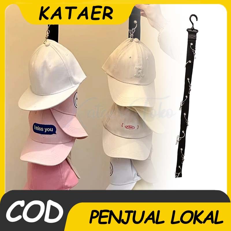 Gantungan Topi Multifungsi 8 Kait Rak Topi Gantung untuk Display Topi dan Tas dengan Desain Tempel D