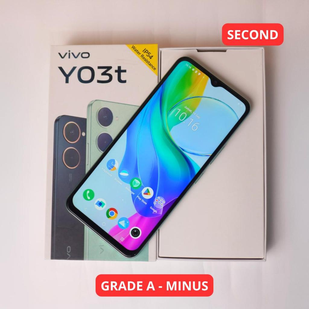 VIVO Y03T 4/64 GB GRADE A - MINUS HP SECOND ORIGINAL SINAR MUTIARA CELL