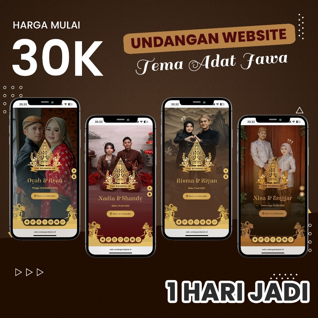 Undangan Digital Website Pernikahan Tema Adat Jawa - Dengan Foto atau Tanpa Foto