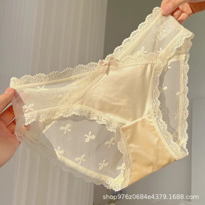 Celana dalam renda satin, wanita, pantat bernapas rendah, wanita
